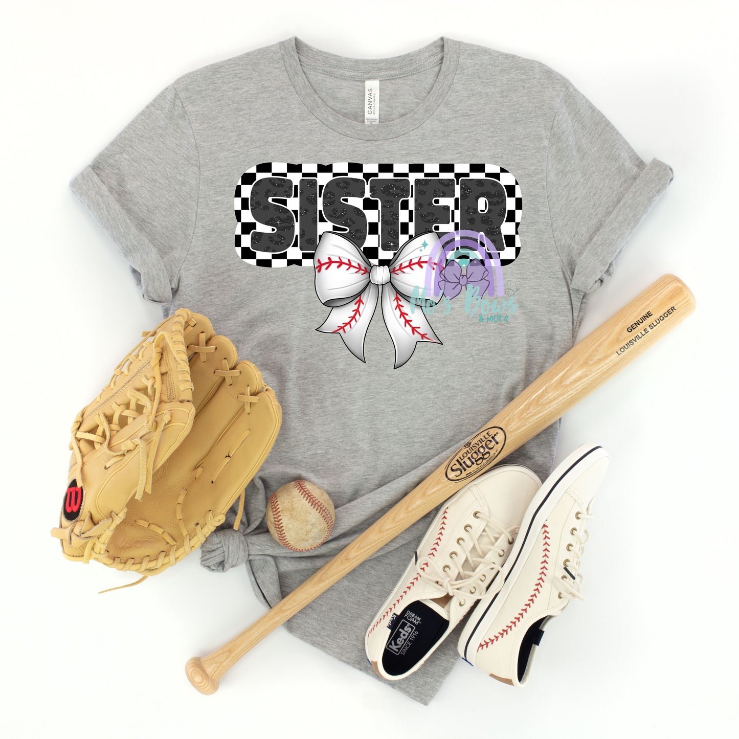 Sister Checkered Baseball Bow