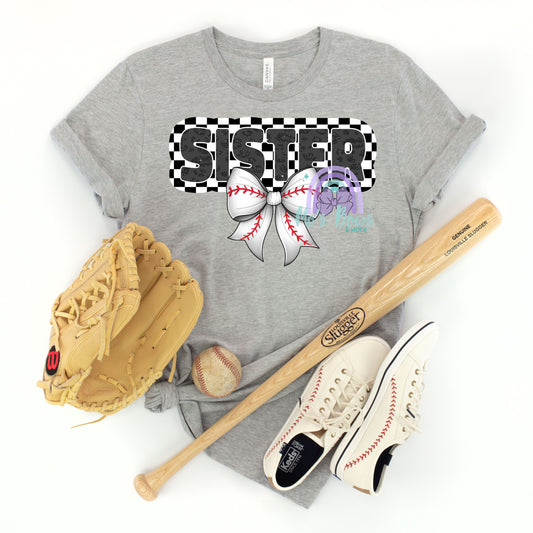 Sister Checkered Baseball Bow