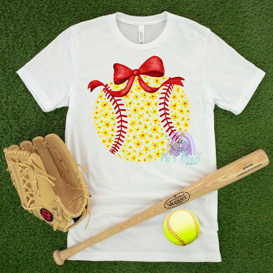 Softball Floral with Bow