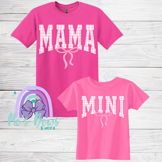 Mama/Mini Pink Gingham Name