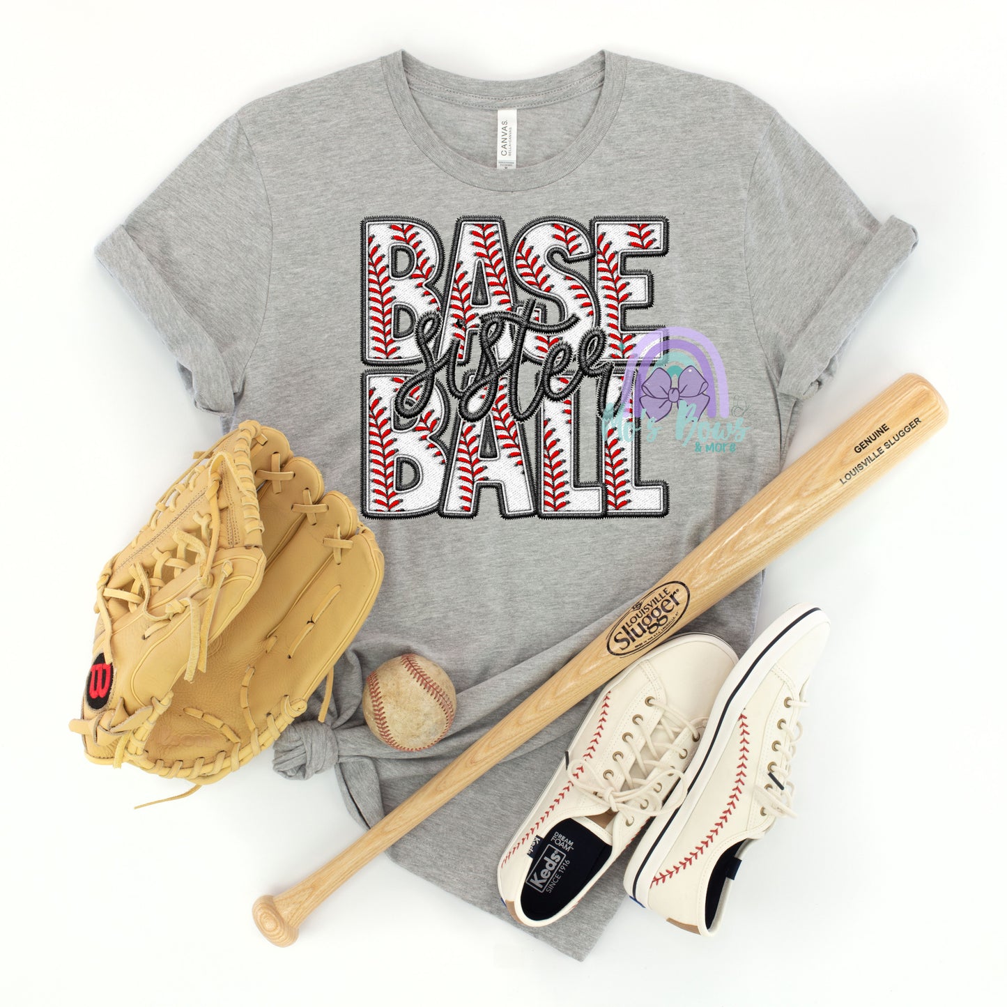 Baseball Sister Faux Embroidery