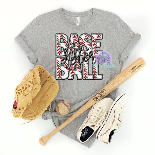 Baseball Sister Faux Embroidery