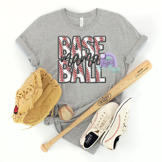 Baseball Mama Faux Embroidery